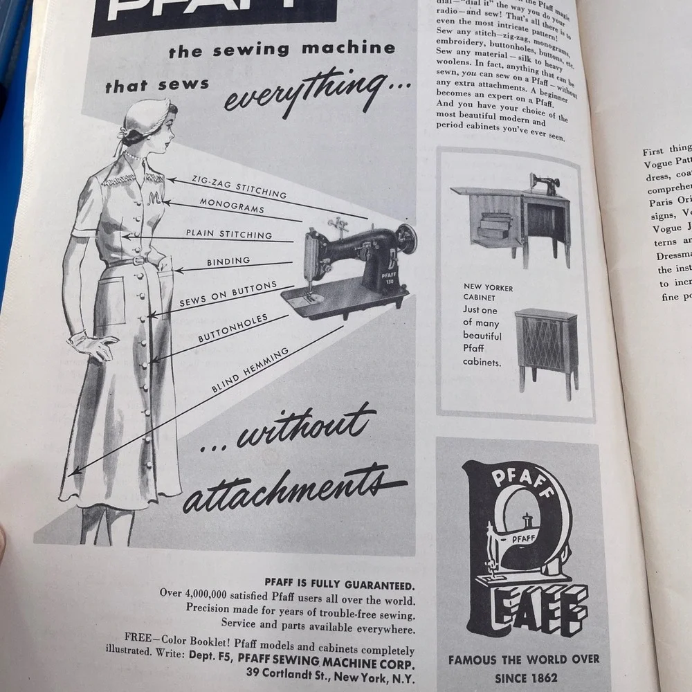 Vogue Dressmaking Simplicity Sewing Books 1950s Soft Cover Ephemera Vintage Ads